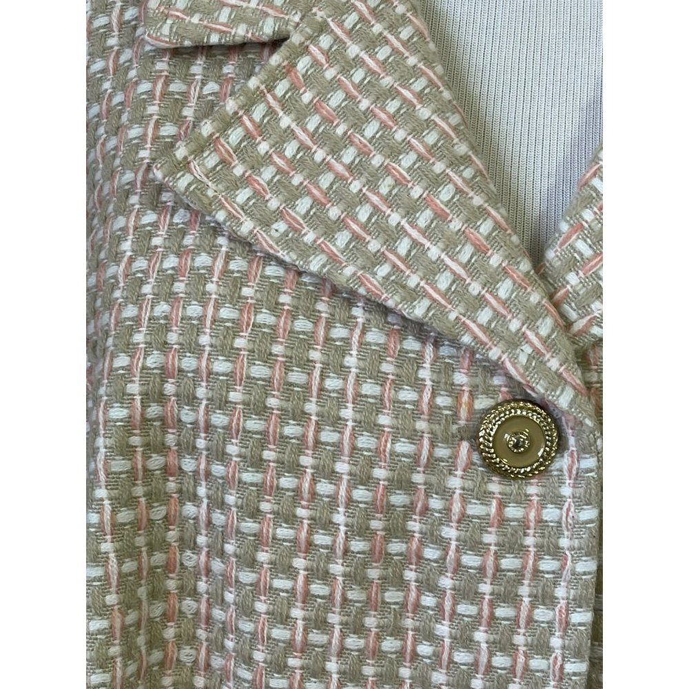 Courtenay Vintage Tan Thread Weaved Long Sleeve 3-Button Front Blazer Jacket - Picture 3 of 10